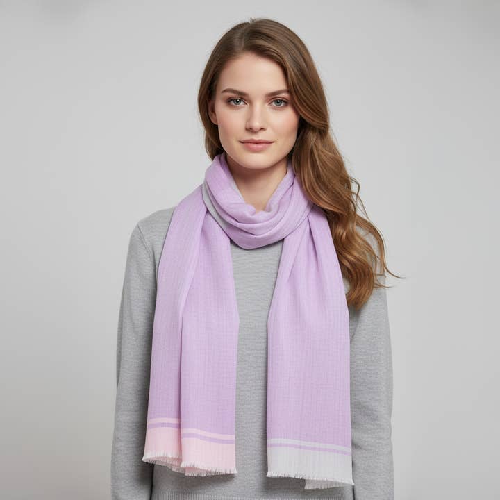 Amethyst Blush Handwoven Cashmere Blend Scarf for wholesale by SADHU HANDMADE NATURALS
