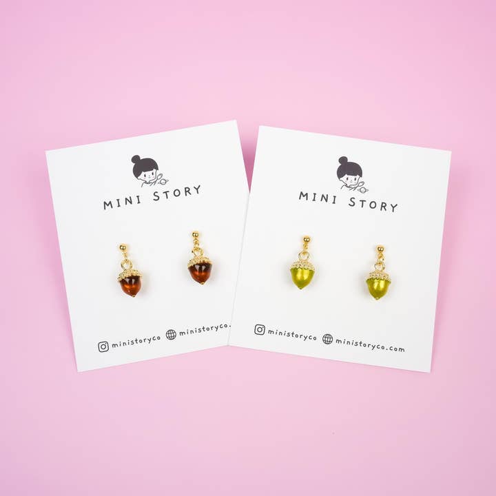 Boucles d'oreilles pendantes gland en forme de noix pour la vente par Mini Story Co