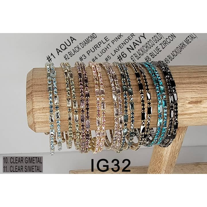 N° D'ARTICLE IG32 Bracelets mixtes empilables en CZ/ Strass pour la vente par BETTYOH INC