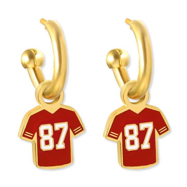 Kansas City Chiefs #87 Tight End Jersey Huggie Hoop-örhängen för wholesale av EB and Co.