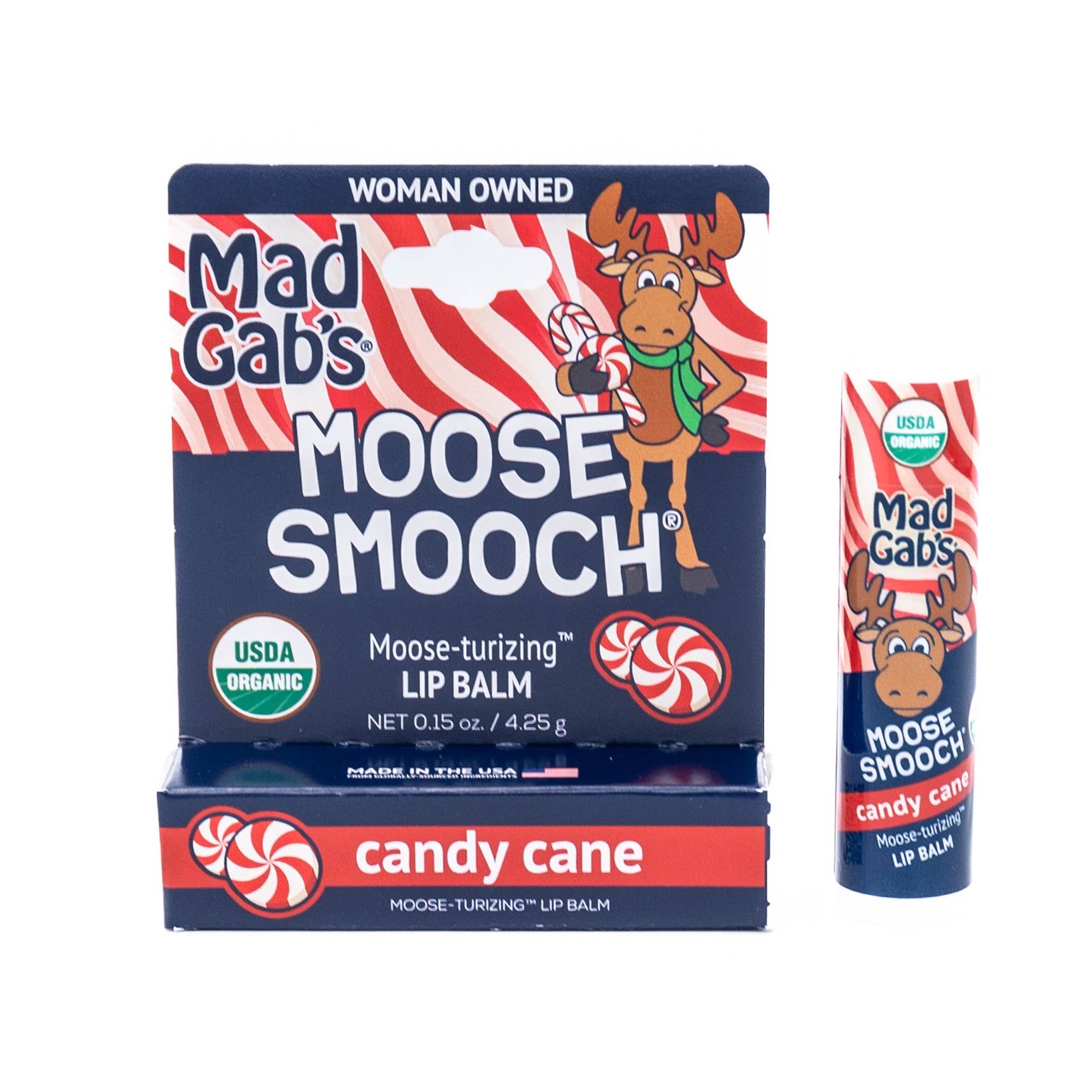 Mad Gab's - Wholesale Lip Balm - Organic Holiday Moose Smooch Hangable Single Peg