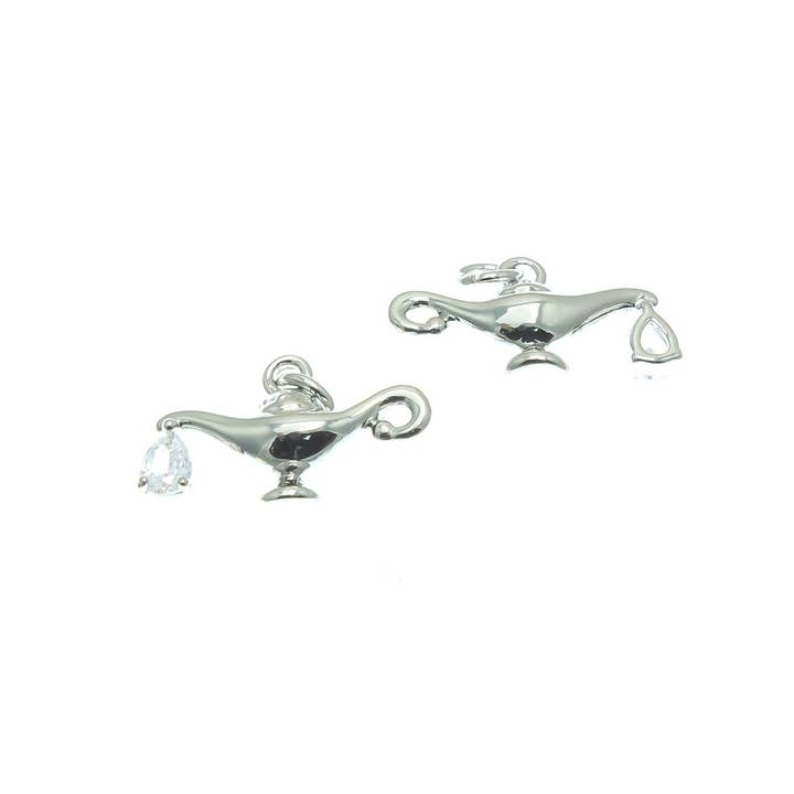 Jewel Pledge – Pendente/pingente individual por atacado – Pingente de Lâmpada Mágica em Ouro 18k com Zircônia Cúbica e Pendente de Zircônia Cúbica Transparente1