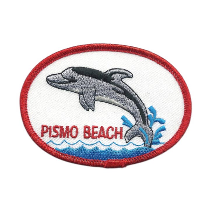 PISMO BEACH Dolphin Souvenir Embroidered Patch Iron On for wholesale by Happy Wood Products