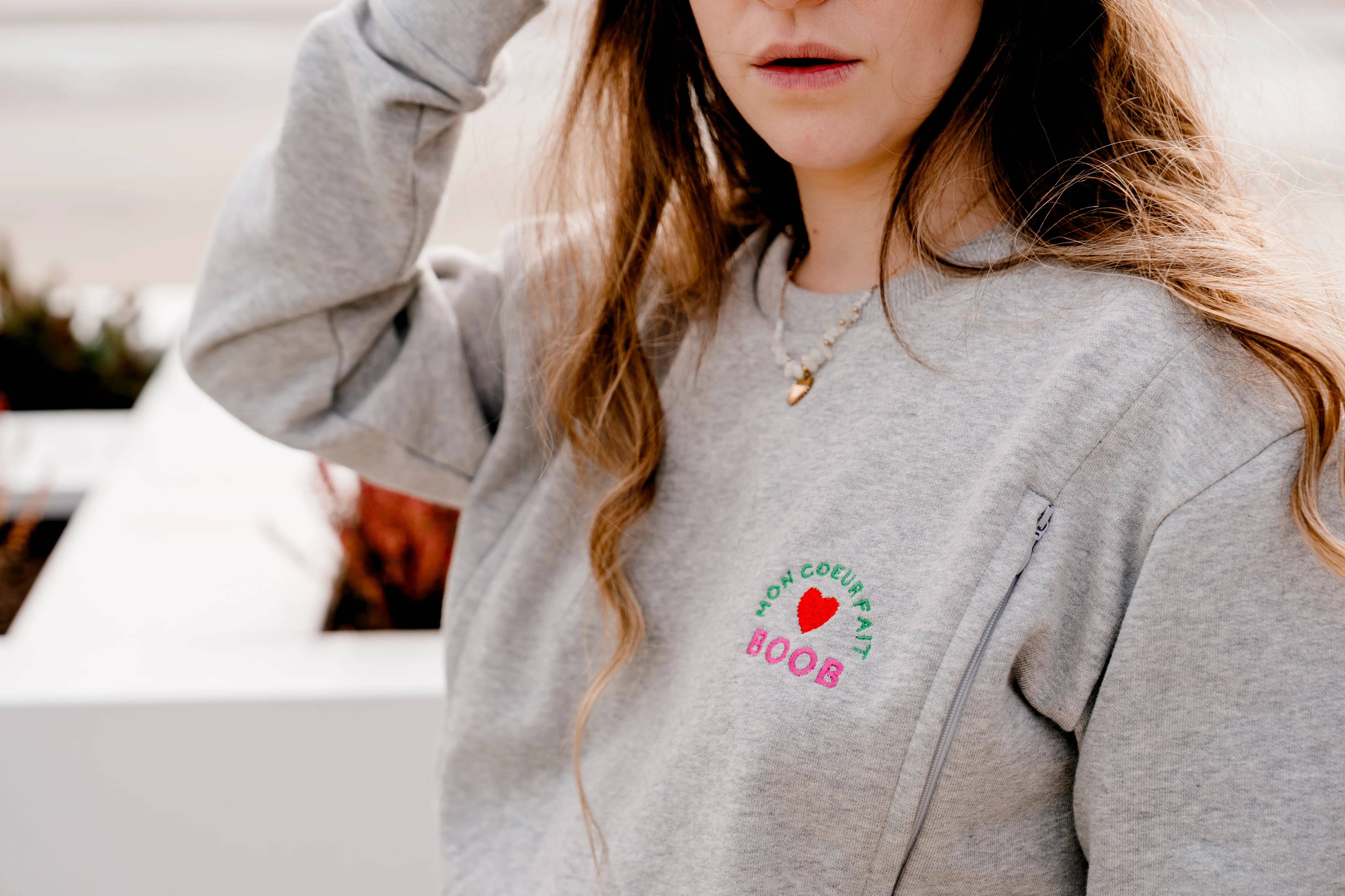 Limky - Wholesale Sweatshirt - Maternity - Nursing sweatshirt - embroidered “MY HEART IS BOOB”1