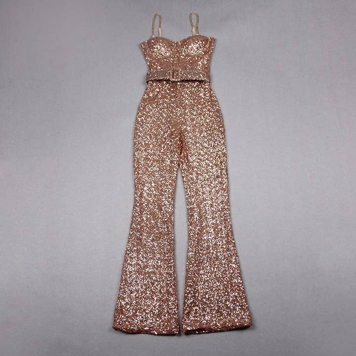 Gold JP012 Eleganter Overall mit Pailletten - Sommer-Chic für den Großhandel auf Faire