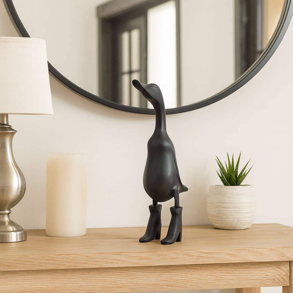 Sagebrook Home - Wholesale Decorative Figurine - Bamboo Wood Duck in Rainboots Figurine - Black, 20 in.2