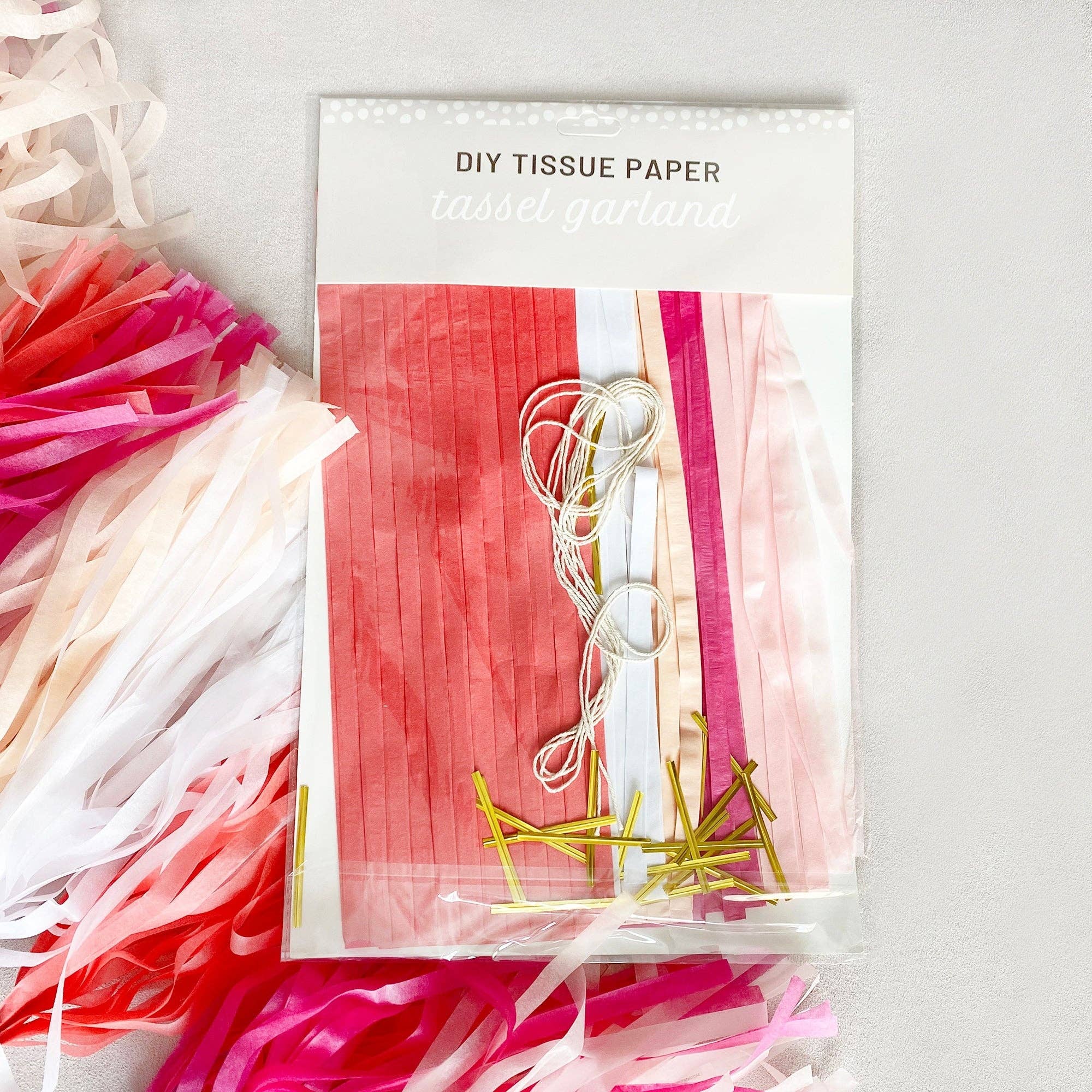 Ellie's Party Supply - Wholesale DIY Craft Kit - Pastel Pink Paper Tassel Tail - Tassel DIY Garland Kit3