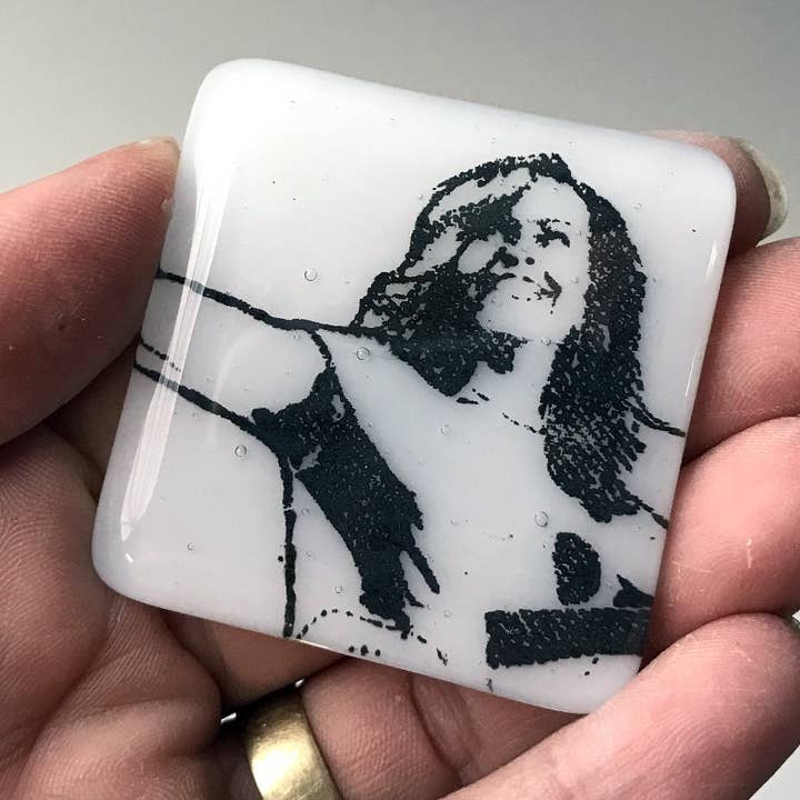 Kiku Handmade | Contemporary Fused Glass Home Goods - Wholesale Magnet - Michelle Obama Fused Glass 1.75" Magnet