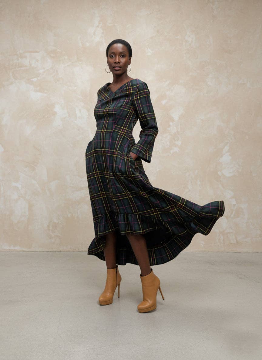 Groen Geruite Winterjurk Casablanca voor groothandel op Faire3