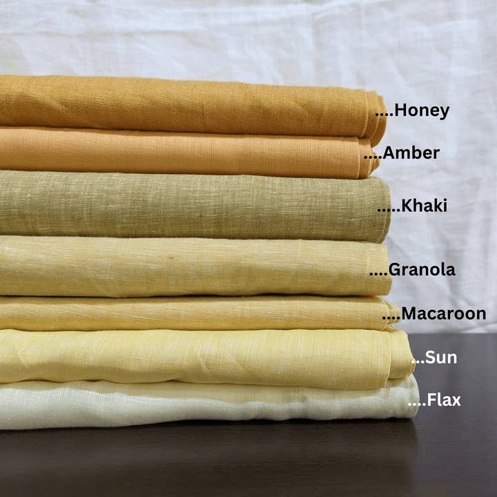 Pure Linen Fabrics in Yellow color Palette by the meter for wholesale by Organo Linen