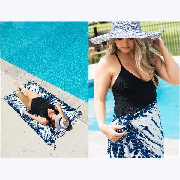 Shibori Fouta Blanket 2 Ast. (65) * 100% Cotton for wholesale by Young's