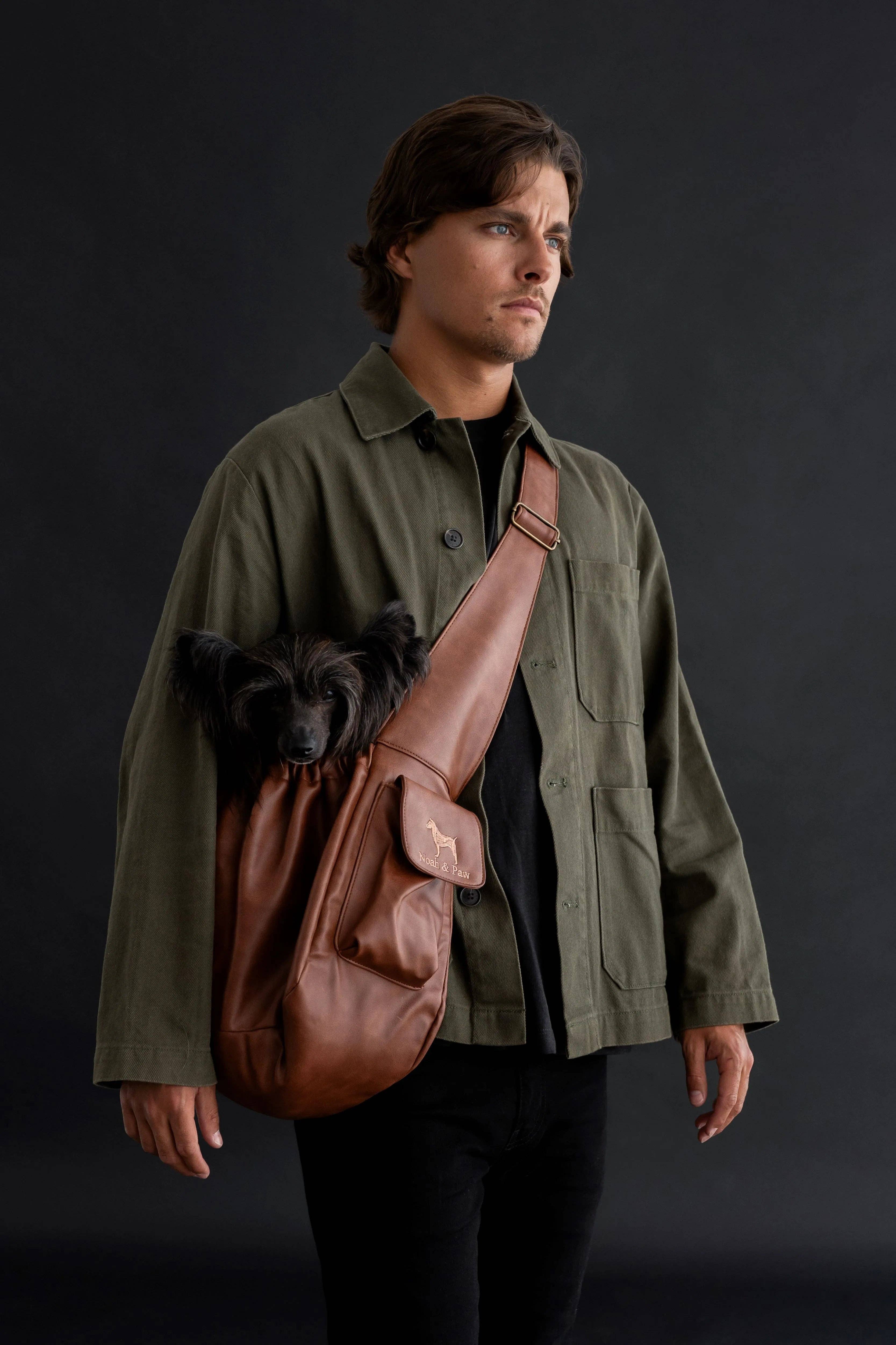 NOAH AND PAW LLC - Wholesale Pet Carrier - Cat/Dog - Vegan Leather Pet sling Carrier, Ruffle Style26