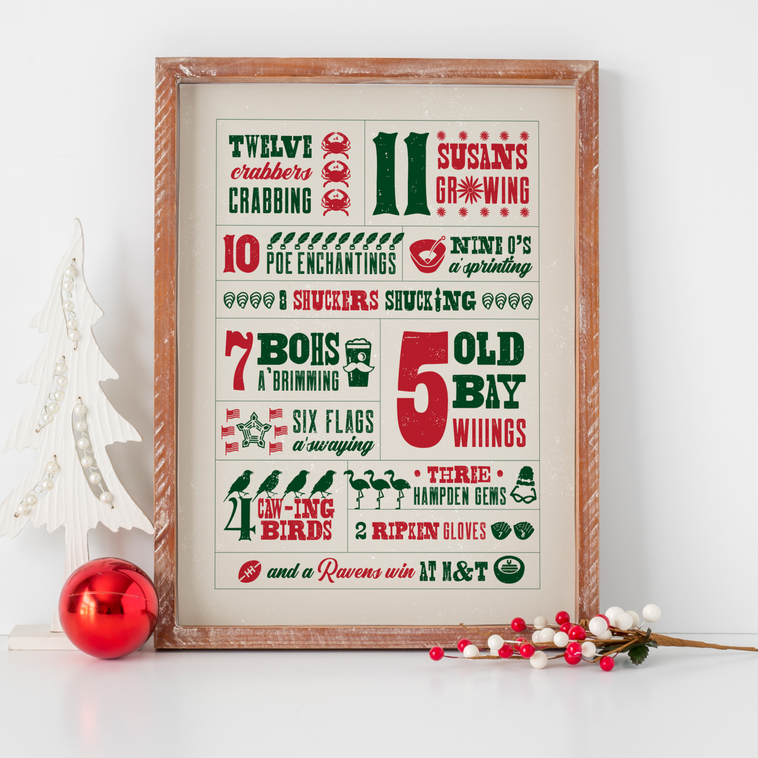 Maryland Mercantile - Wholesale Christmas Wall Art - 12 Days MD Christmas - 11"x14"0