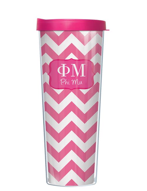 FREEHEART - Wholesale Insulated Mug/Tumbler - Phi Mu Chevron Tumbler2