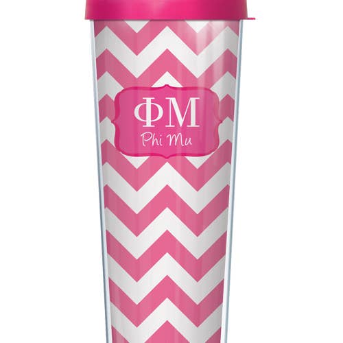FREEHEART - Wholesale Insulated Mug/Tumbler - Phi Mu Chevron Tumbler2