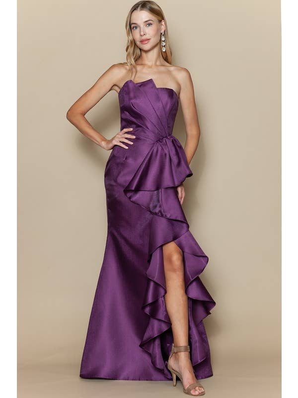 Maniju - Wholesale Dress - Women's - MF22533-TIERED RUFFLES MAXI DRESS10