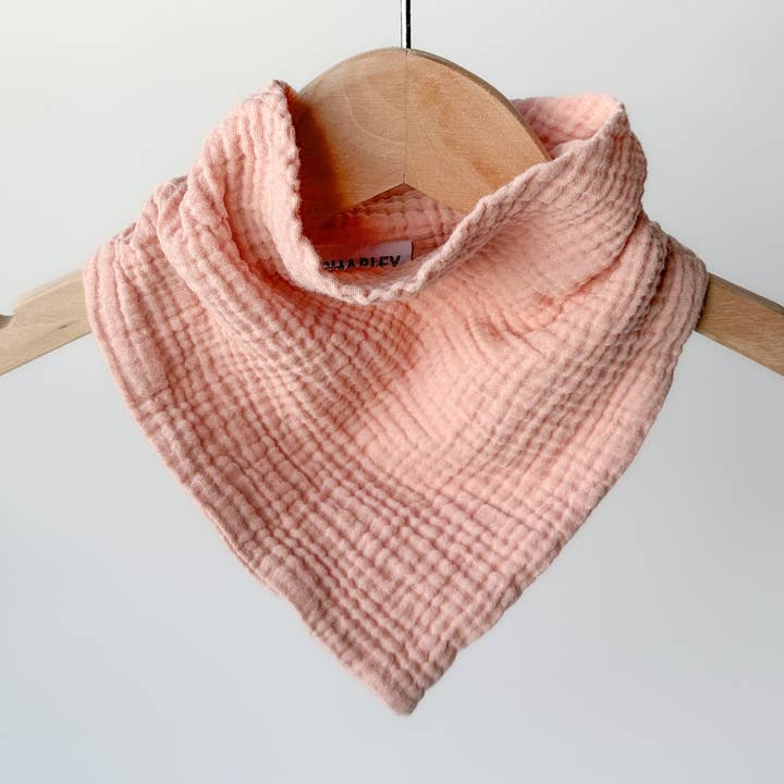 PETAL PINK Lightweight Cotton Gauze Baby Bandana Bib for wholesale by Charley Charles