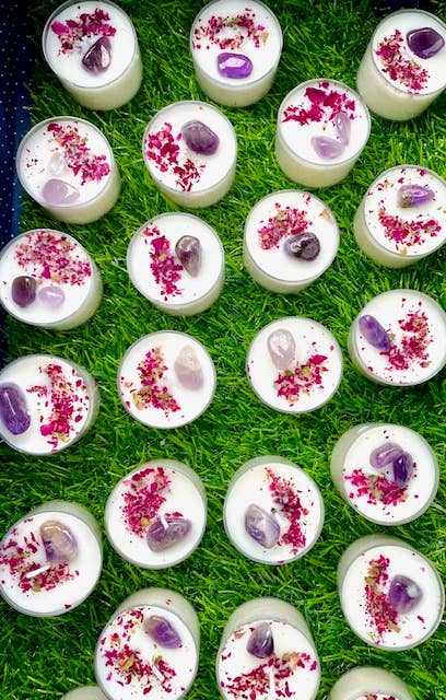 VioletFifthAvenue - Wholesale Pot/gevulde kaars - Gepersonaliseerde luxe sojawax kristalkaarsen in mini glazen potjes met geuren6