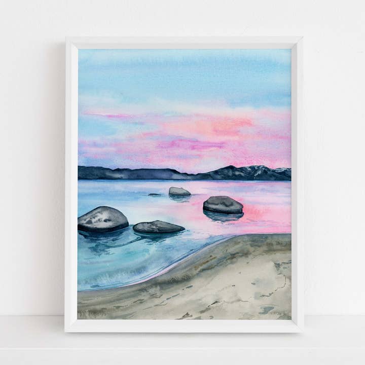 Pink Beach Print for wholesale by Jennie Kilcup Watercolors
