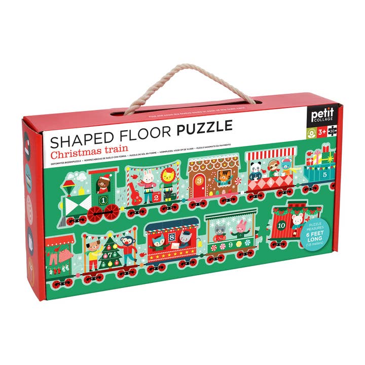 Christmas Train Shaped Floor Puzzle (Jigsaw Products) for wholesale by Petit Collage