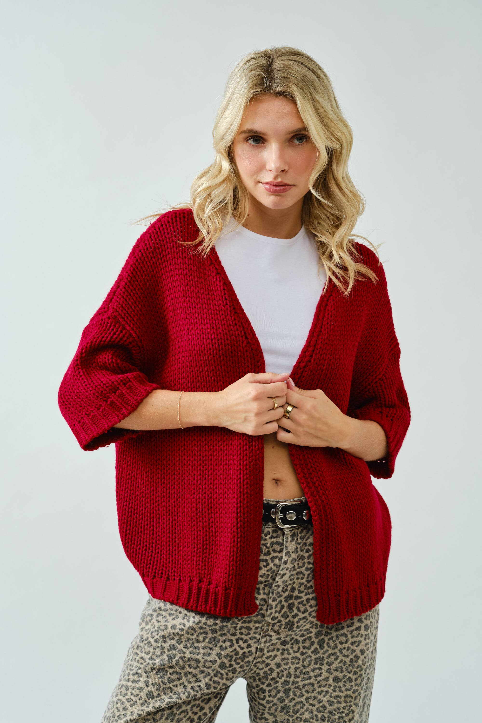 Vermelho SA00115T - Cardigan Aberto Grosso para venda a revendedores na Faire5