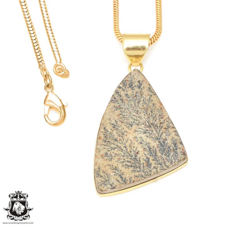 Psilomelane Dendrite 24K Gold Plated Pendant GPH686 for wholesale by SARAH DESIGNS JEWELRY