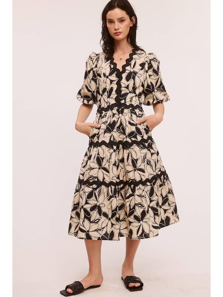 Ultramarine - Venta al por mayor Vestido - Mujer - Vestido midi con estampado de zigzag