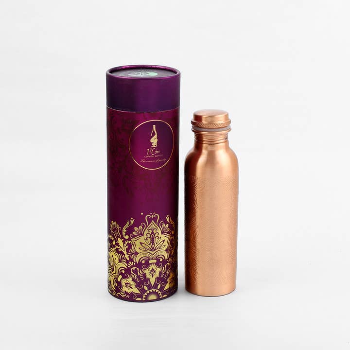 El'Cobre-Ecozonelifestyle - Wholesale Water Bottle - Flower Etching Copper Bottle - 500 ML2