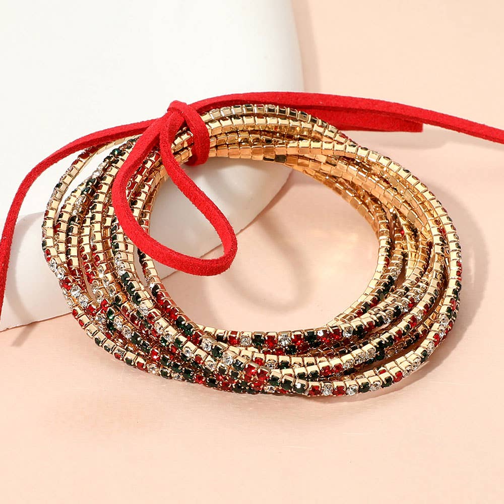 Sensibling Corp. - Wholesale Jewelry Set - 12PCS - Ribbon Pearl Rhinestone Layered Stretch Bracelets19