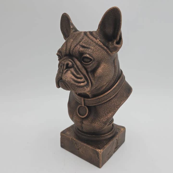 Buste de bouledogue français — statue de chien, décoration d'intérieur pour amateur de chiens, ornement peint à la main pour la vente par 3DijkstraFinds