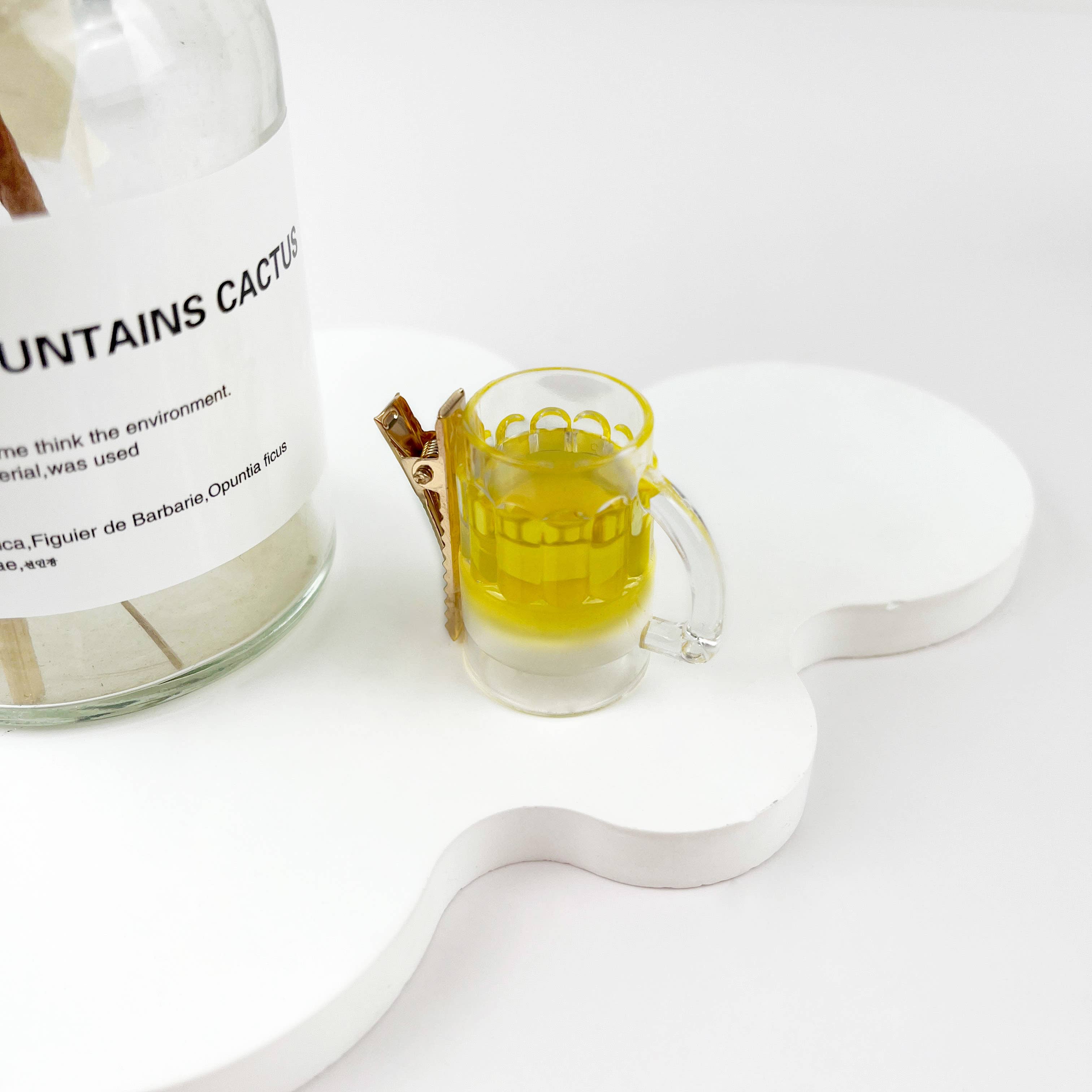 Yellow Funny imitation beer cup duckbill clip for wholesale on Faire2