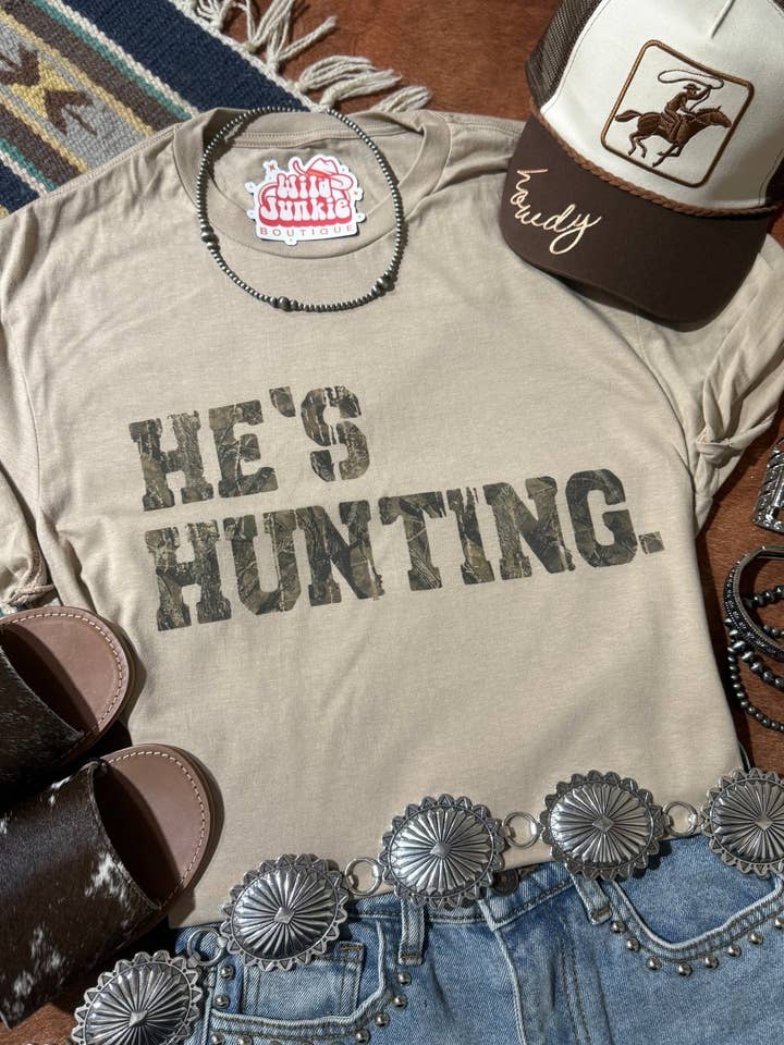 He's Hunting Graphic Tee for wholesale by Wild Junkie