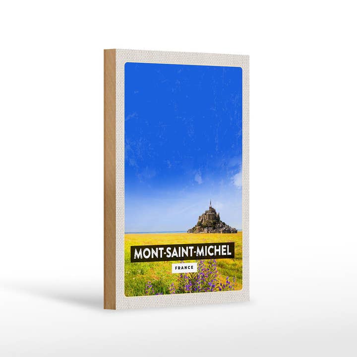 Mont-Saint-Michel France Cathedral Travel Wooden Sign 12x18cm for wholesale by Femer