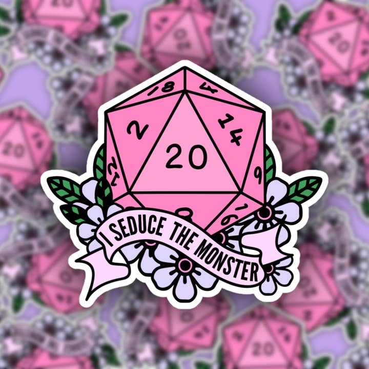 Pretty Toxic Stickers - Wholesale Sticker - D&D Dice Sticker, Nat 20 DND Seduce the Monster D20 Sticker