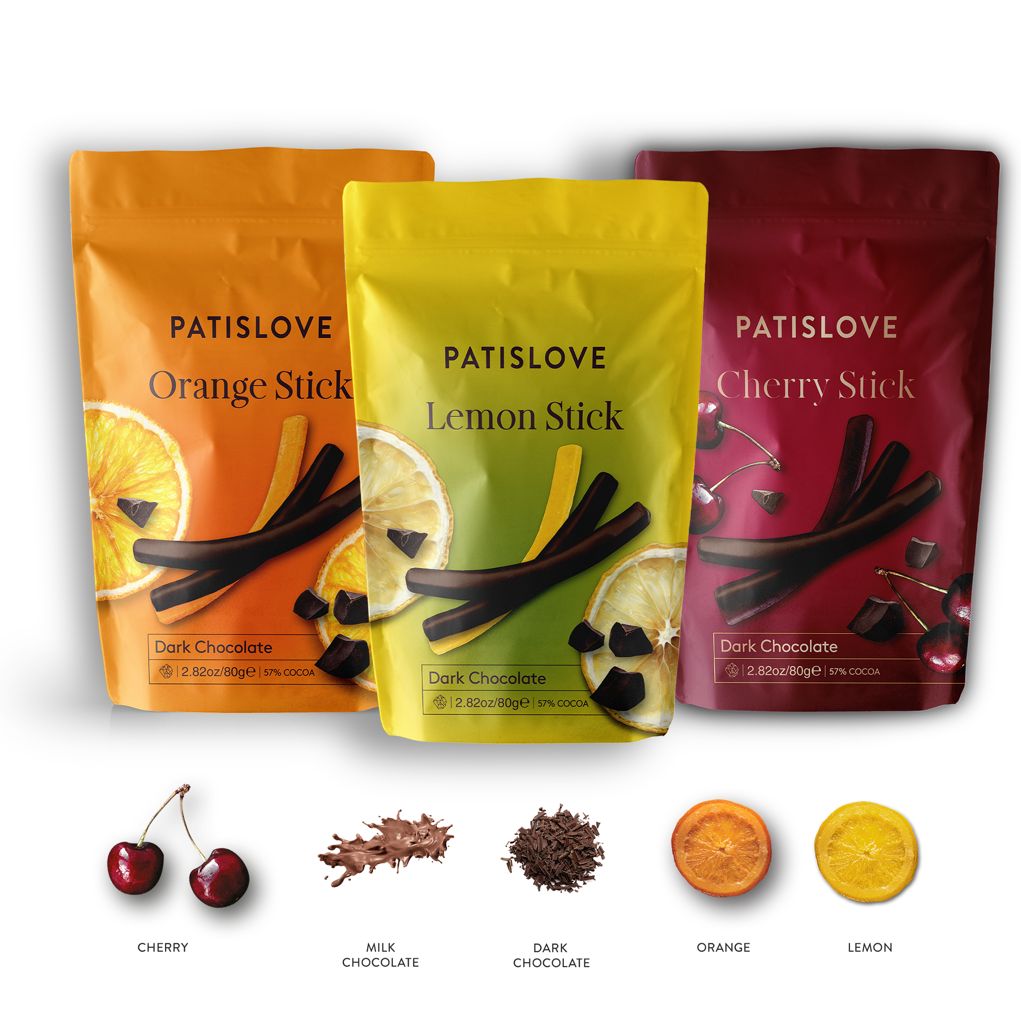 Patislove – Doces cobertos de chocolate por atacado – Chocolate Negro com Pau de Limão, 80G5