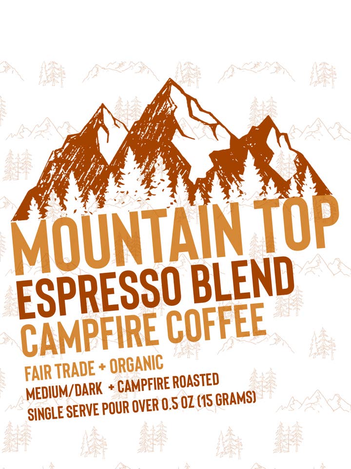 Mountain Top Espresso Blend Single Serve Pour Over 8 Pack for wholesale by Campfire Coffee Co.
