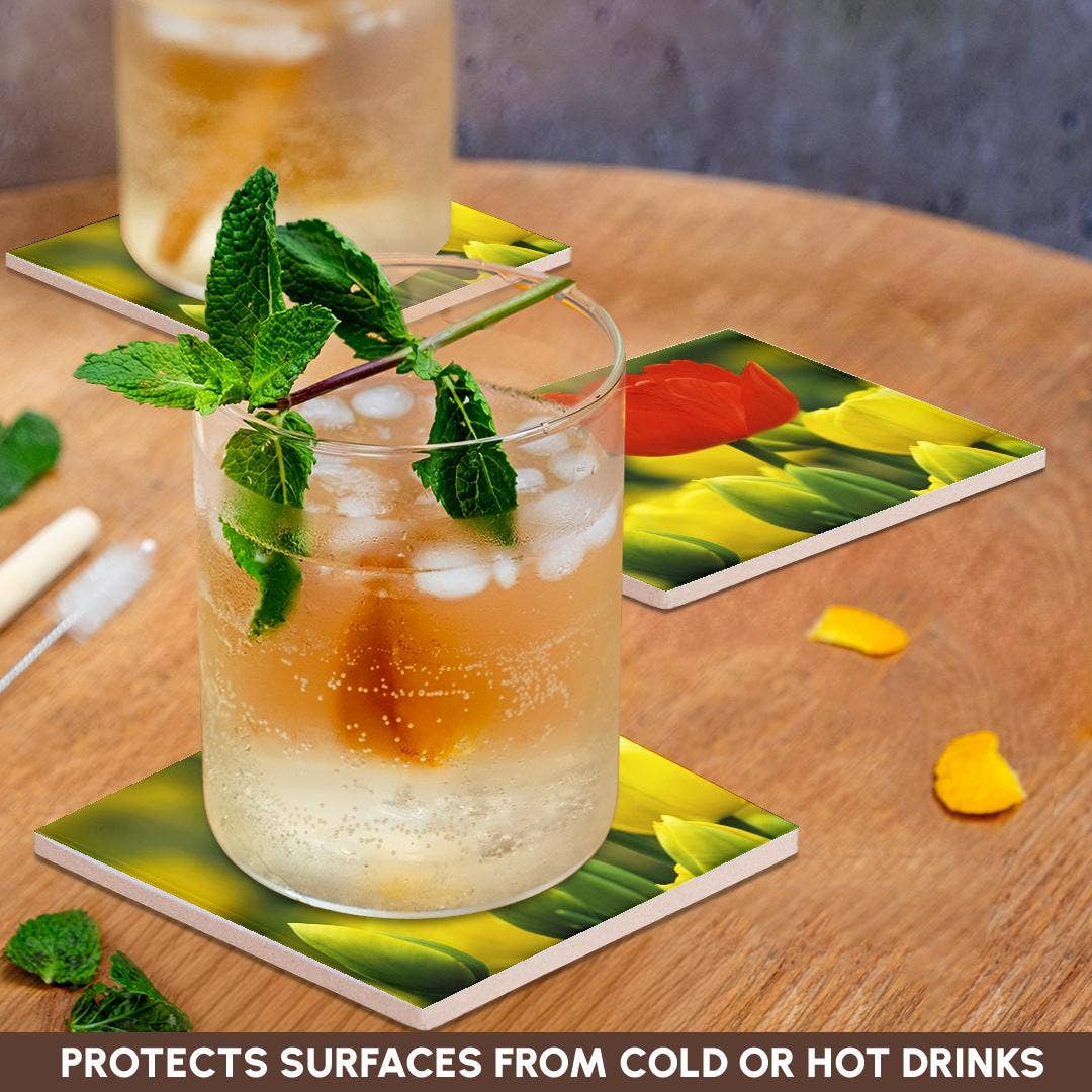 3dRose – wholesale Underlägg – 3dRose, Holland, Keukenhof Gardens. Tulpaner i blomsterträdgård., Glasunderlägg2