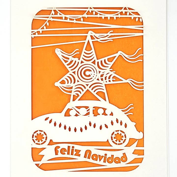 two hermanas – Engroshandel Julekort – Feliz Navidad med en VW bug y Pinta1