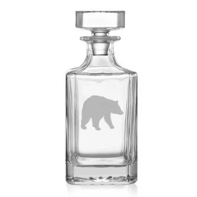 Honeysuckle Home - Wholesale Decanter - Black Bear Etched Glass Whiskey Decanter