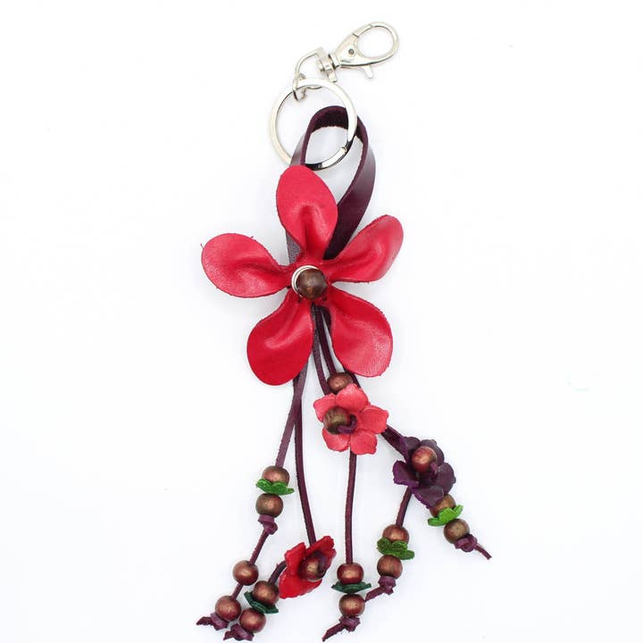 Sunflower Handmade leather inc - Vendita all'ingrosso Portachiavi - Donna - Portachiavi a forma di fiore in pelle, portachiavi, ciondolo da borsa1