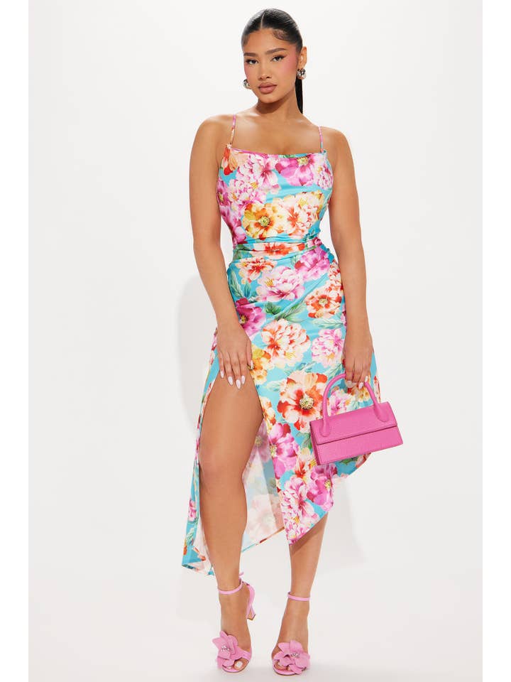 5besties inc - Wholesale Dress - Women's - FLORAL PRINT ASYMMETRICAL HEM MIDI DRESS3