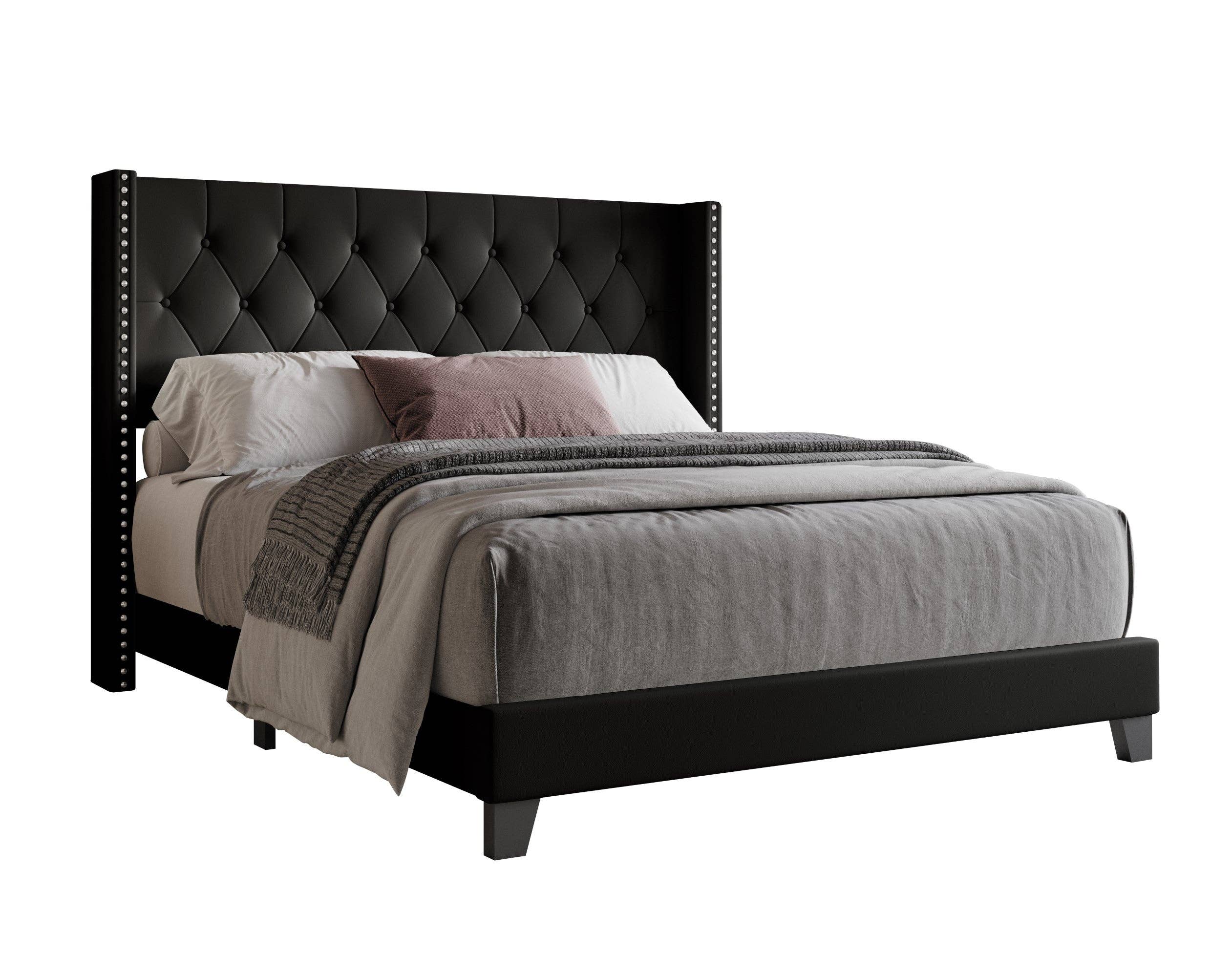 Home Design - Wholesale Bed - Homer Button-Tufted Wingback Upholstered Panel Bed Frame12