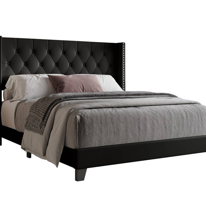 Home Design - Wholesale Bed - Homer Button-Tufted Wingback Upholstered Panel Bed Frame12