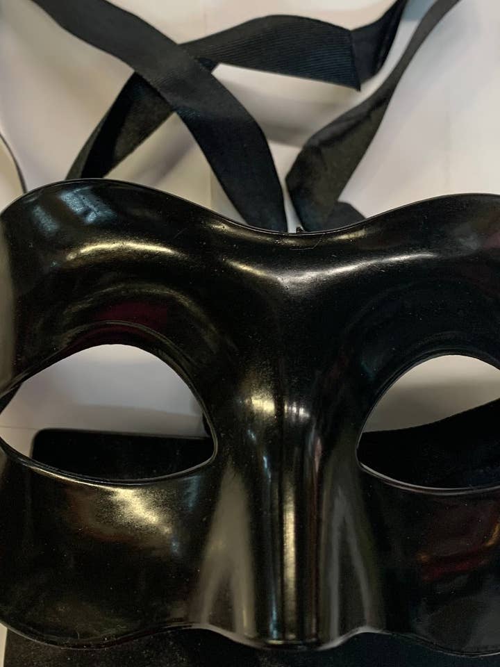 Caufield's Novelty - Wholesale Costume - Unisex - Black Shiny Masquerade Mask Harlequin Style