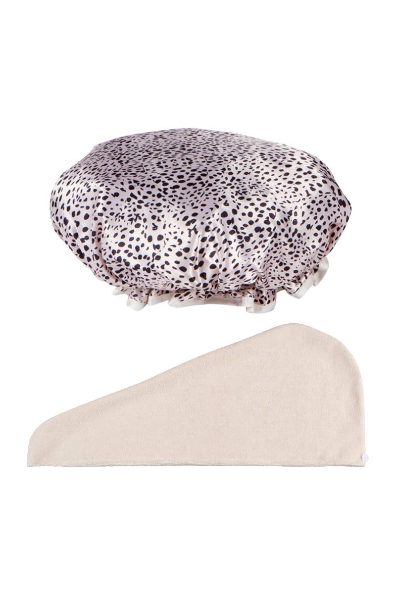 PINEAPPLE Beauty – wholesale Duschmössa – CALA 69226 Gepard Duschmössa & Hårturban med Fodral - 6-set1