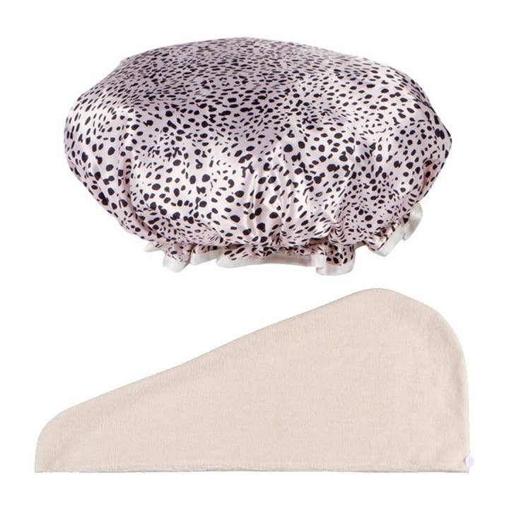 PINEAPPLE Beauty - Wholesale Showercap - CALA 69226 Cheetah Shower Cap & Hair Turban w/ Pouch - 6set1