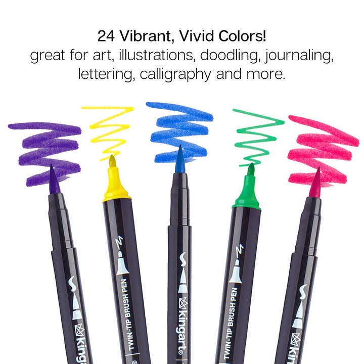 KINGART - Wholesale Marker - Twin-Tip™ Brush Pens 24 Colors5