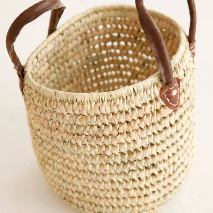 ProHandmadeDesign - Wholesale Basket - Round Wicker Basket with Leather Handles: Toy Storage4