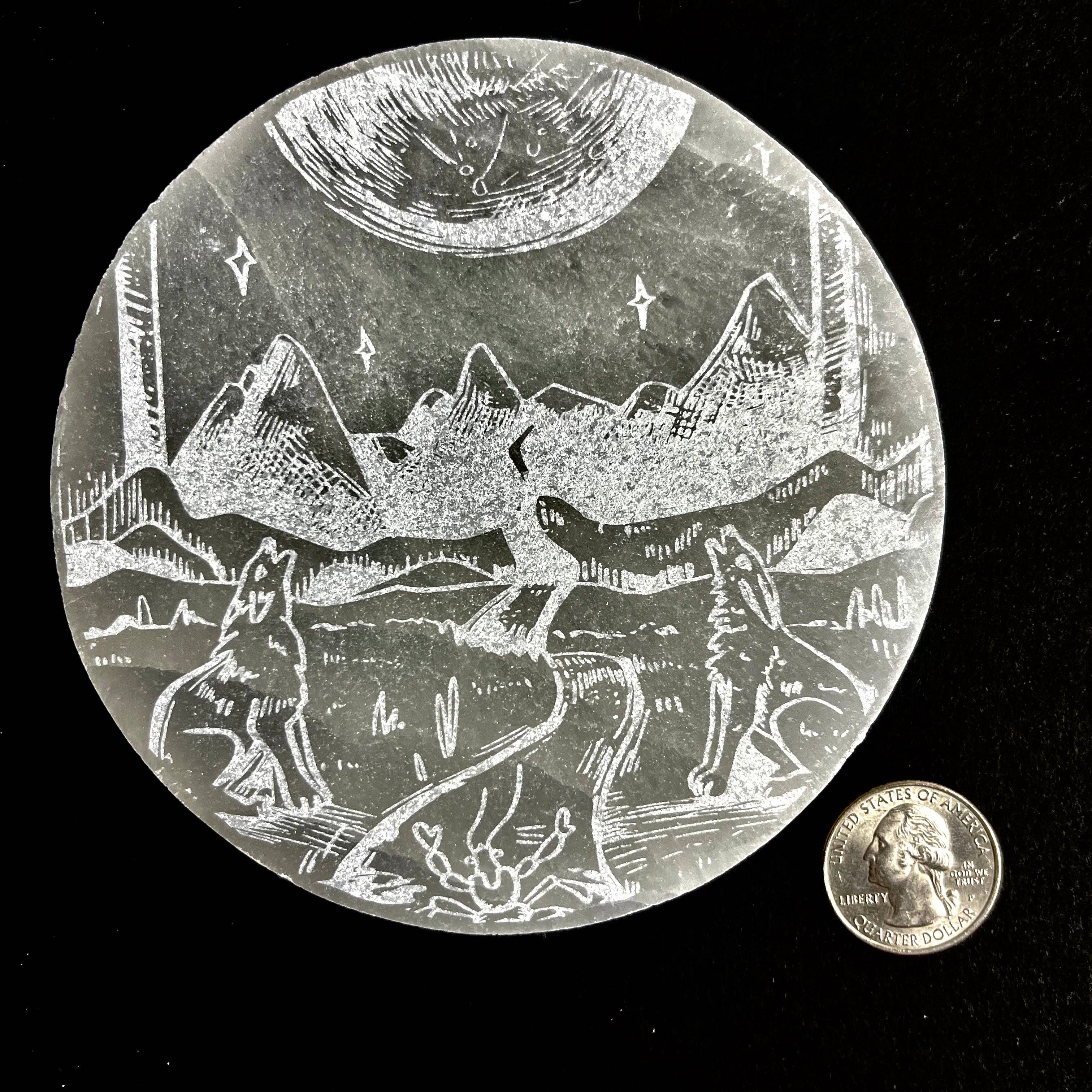 Pelham Grayson Rose - Wholesale Crystal Charging Plate - Major Arcana Etched | Selenite Crystal Charging Plate7