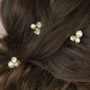 DAYNA Pearl & Crystal Wedding Hair Pins for wholesale by Blair Nadeau Bridal Adornments